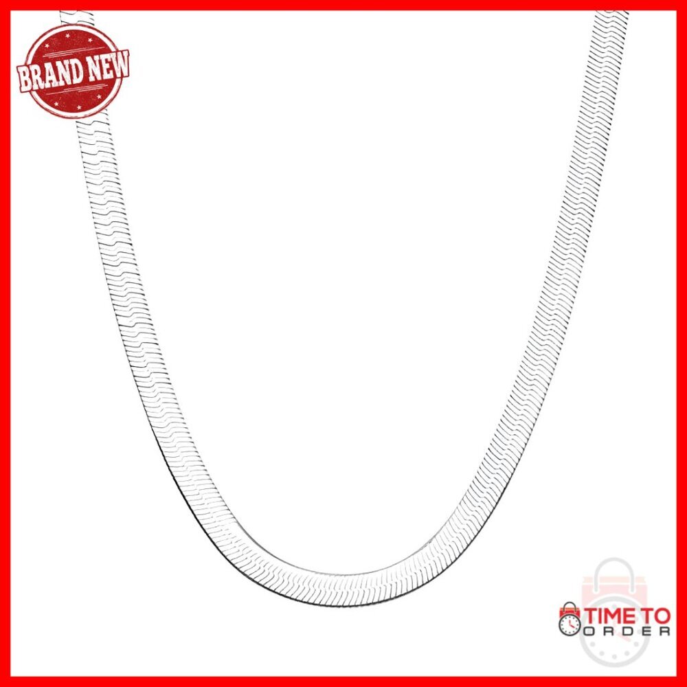 18K Gold Plated Sterling Silver Herringbone Chain Necklace 18 Inch